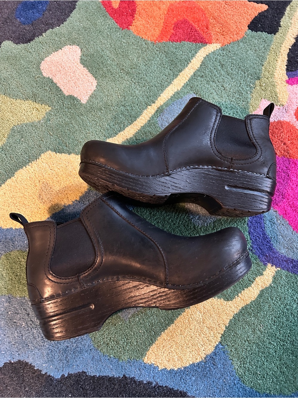 Dansko Black Oiled Leather Frankie Boots, 38, EUC